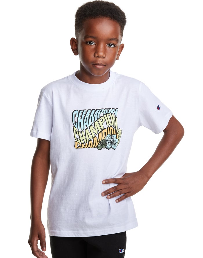 Camiseta Champion Niño - Classic Summer Wave ( Blancas ) 2517046-RW